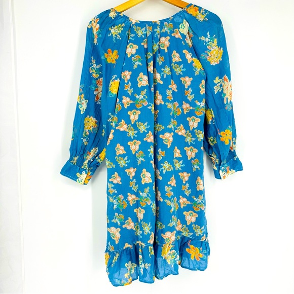 NEW Free People Carmella Mini Dress Blue Floral River Combo Boho Size XS - Picture 7 of 15